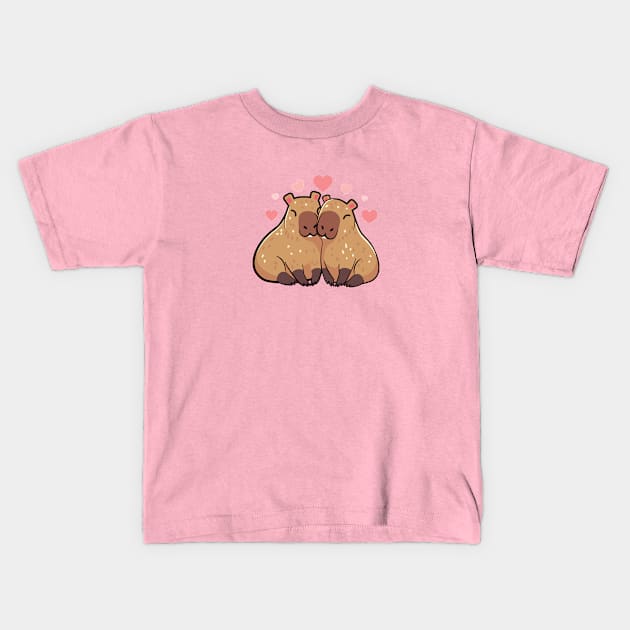 Couple of capybaras in love Kids T-Shirt by AnnArtshock